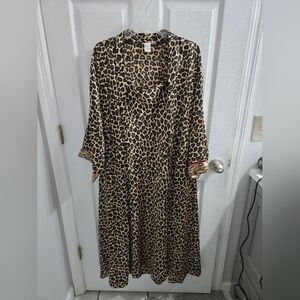 Vintage CRUZ Leapord Print Robe Nightgown Set Size M Blanche Devereaux